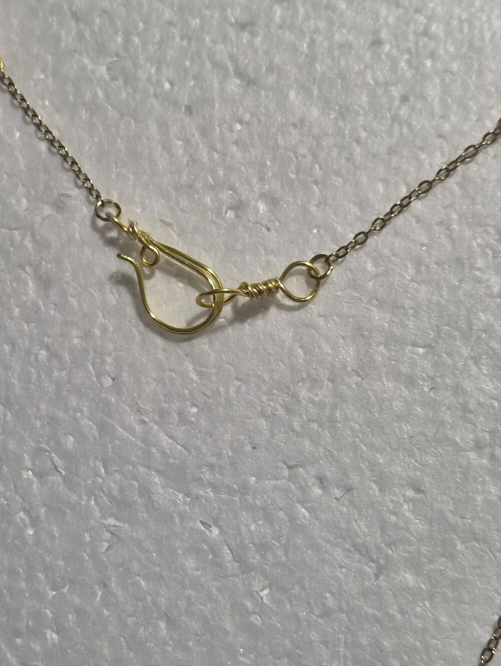 Handcrafted Gold Chain Station Necklace with Light Pink Bead Accents